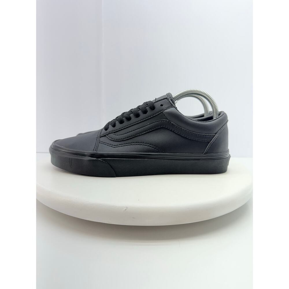 VANS Tumble Old Skool Womens Size 9 Triple Black Leather Skater Shoes Sneakers